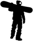 Vinyl snowboarder decal silhouette, black snowboard stance