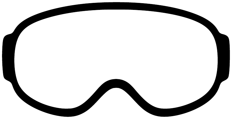 Isolated white snowboarding goggle vinyl decal with thick black outline