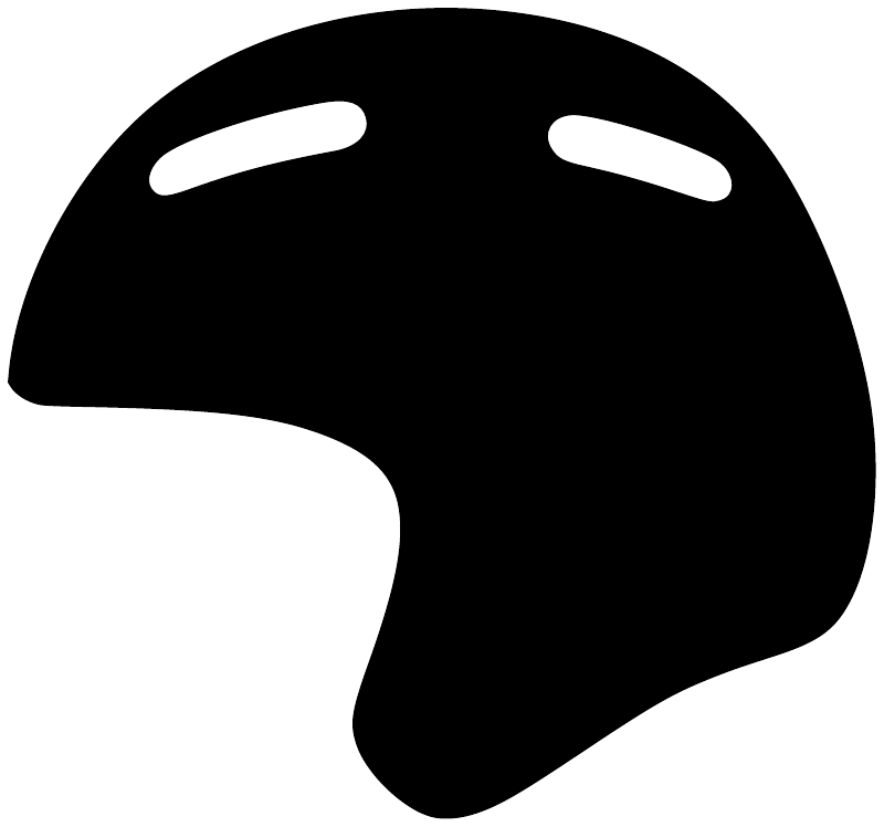 Snowboarding helmet vinyl decal, black helmet silhouette with white outline