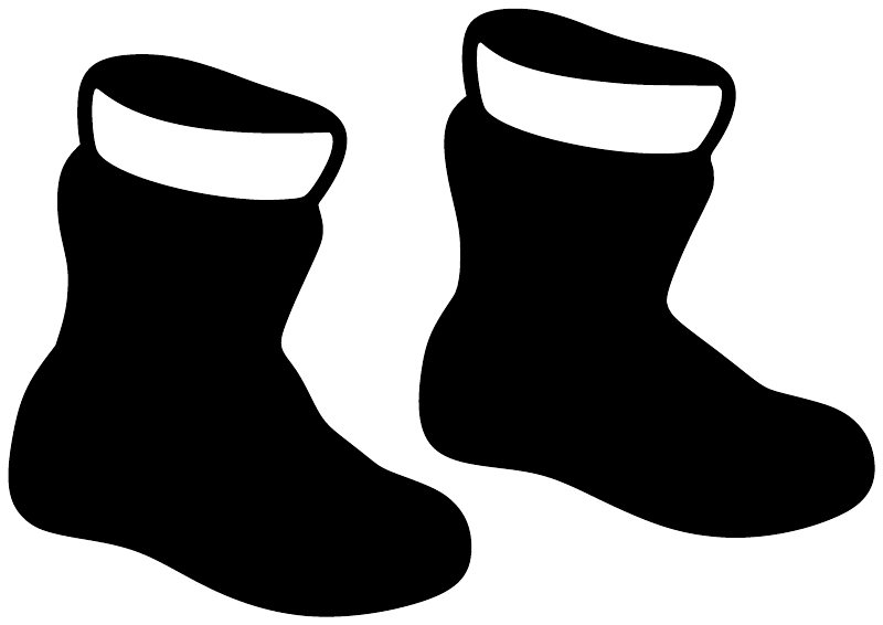 Pair of black and white snowboarding boot vinyl decals