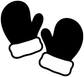 Snowboarding mitten vinyl decals, black mittens with white outlines and tips