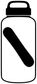 Vinyl bottle decal, white bottle shape with diagonal black stripe and cap outline