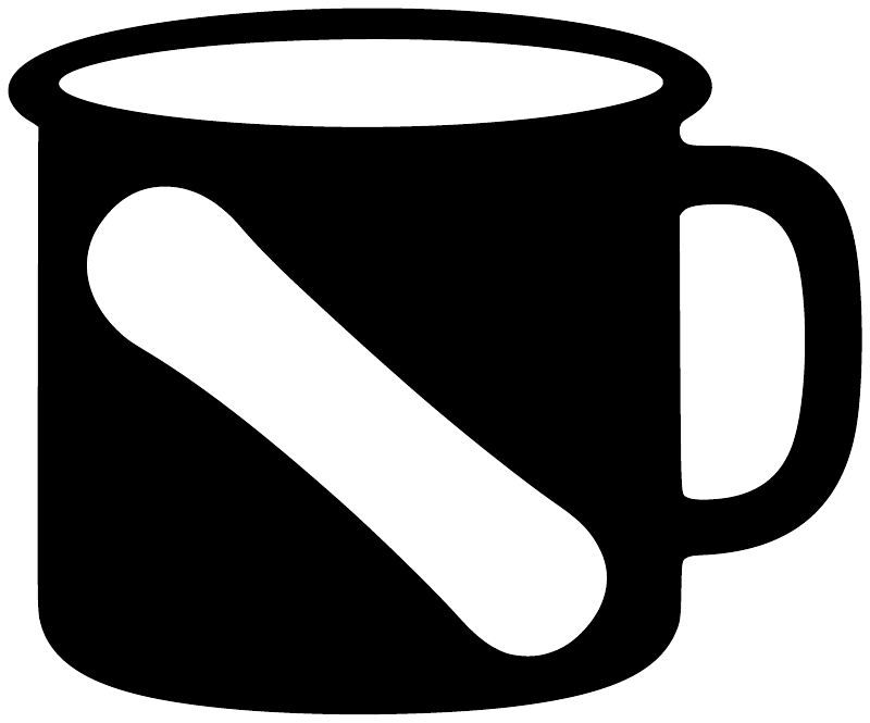 Black cup vinyl decal with white mug and diagonal sip mark