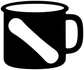 Black cup vinyl decal with white mug and diagonal sip mark