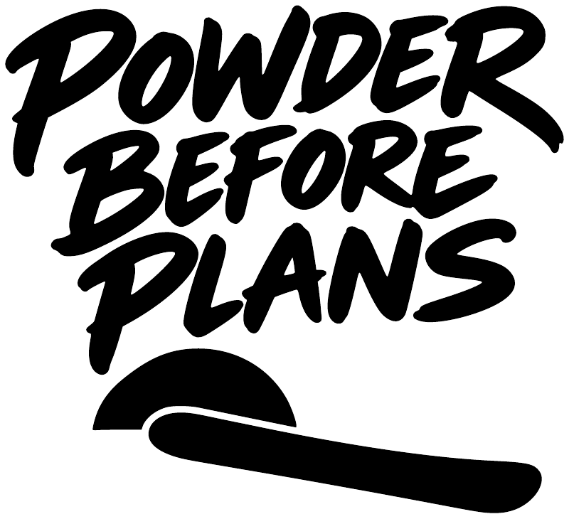 Powder Before Plans vinyl decal graphic in black with sun icon and underline