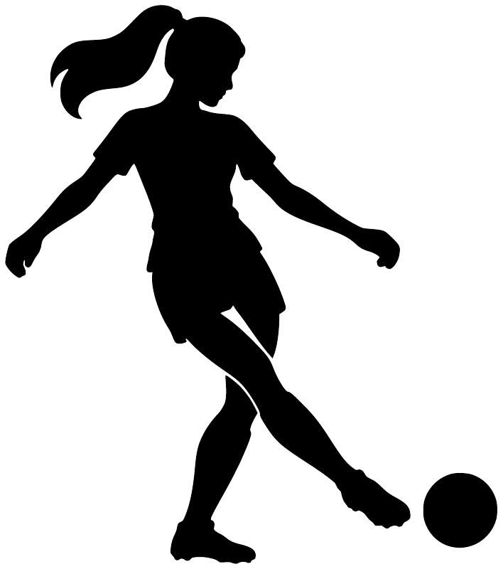 Black soccer player vinyl decal silhouette kicking a ball