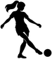 Black soccer player vinyl decal silhouette kicking a ball