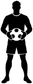 Soccer goalkeeper vinyl decal silhouette holding a soccer ball, black on white