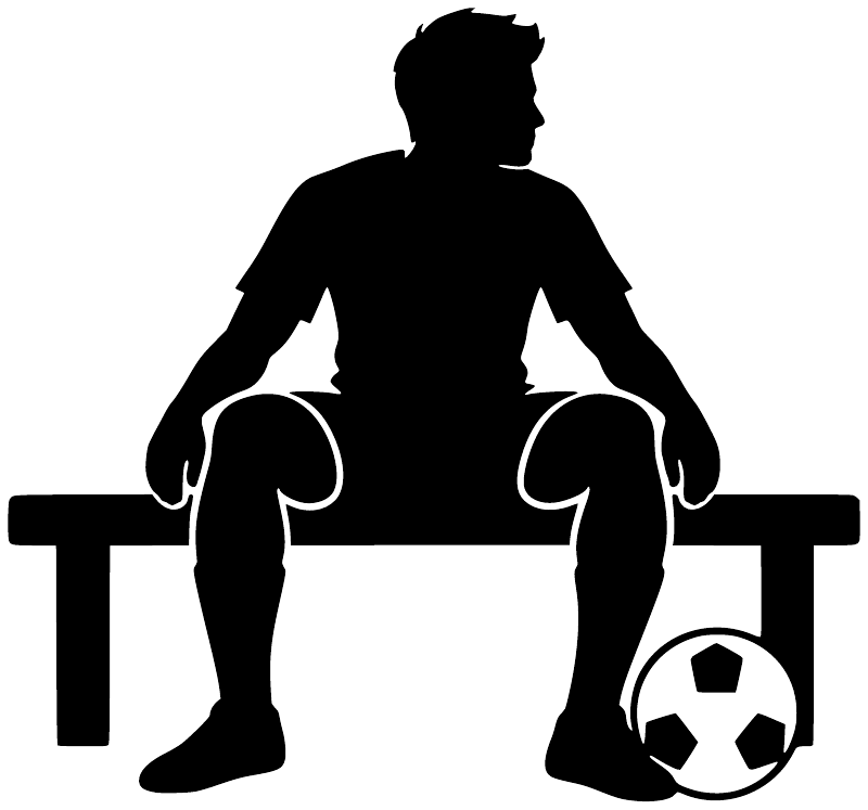 Black silhouette vinyl soccer bench player decal with soccer ball