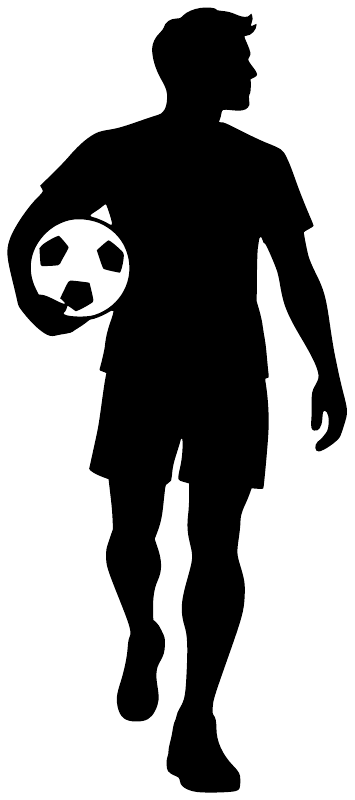 Black soccer player vinyl decal with ball