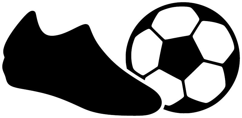 Soccer boot and ball vinyl decal graphic: black boot silhouette with soccer ball