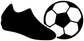 Soccer boot and ball vinyl decal graphic: black boot silhouette with soccer ball