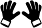 Soccer keeper glove vinyl decal pair, two black-and-white glove icons with wrist straps