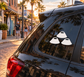 Soccer training cone trio vinyl decal, three white cone icons on car window