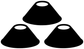 Soccer training cone trio vinyl decal, three black cone shapes with white centers