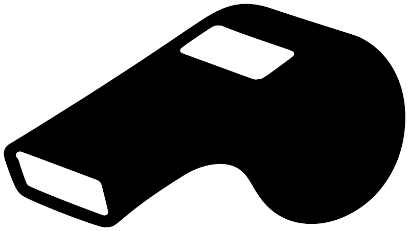 Whistle shape vinyl decal, white on black background