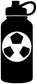 Black soccer bottle vinyl decal with white cap and soccer-ball logo