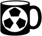 Black soccer mug vinyl decal with white soccer ball and handle