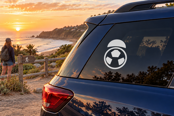 Round black-and-white soccer ball vinyl decal sticker for car rear window