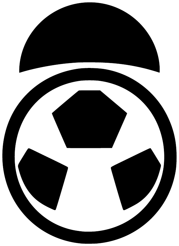 Round soccer ball vinyl decal with black outer ring and white inner circle
