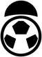 Round soccer ball vinyl decal with black outer ring and white inner circle