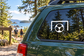 Soccer ball goal frame vinyl decal on a car window