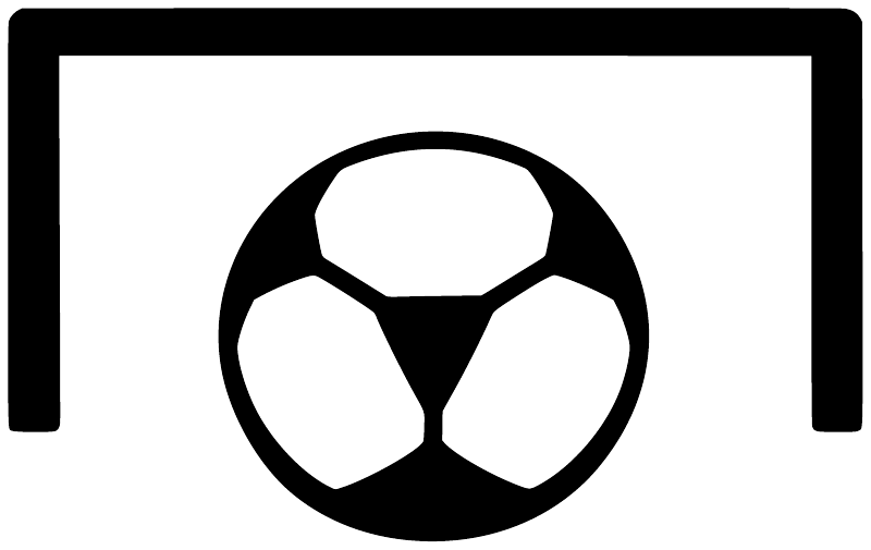 Soccer ball goal frame vinyl decal, black icon on white background