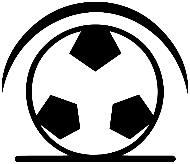 Vinyl soccer ball icon decal with circular arrow and bold black and white design