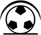 Vinyl soccer ball icon decal with circular arrow and bold black and white design