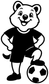Black-and-white cartoon animal vinyl decal holding a soccer ball.