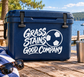 White Grass Stains Good Company text vinyl soccer decal with soccer ball icon