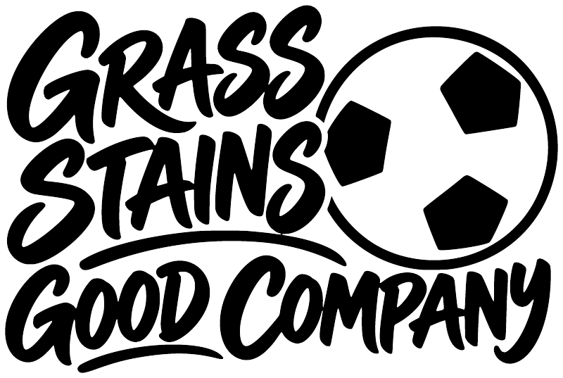 Black Grass Stains Good Company vinyl soccer decal with soccer ball graphic