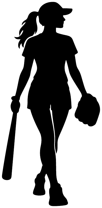 Softball walk back to the dugout vinyl decal featuring a black softball player silhouette