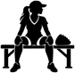 Softball dugout bench break vinyl decal, black silhouette player on bench