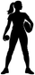 Black softball player silhouette vinyl decal holding a bat, for cars and gear.