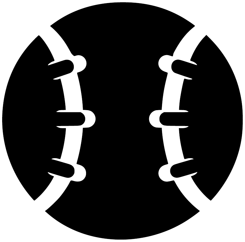 Softball vinyl decal sticker, black circle with two white bat icons