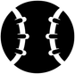Softball vinyl decal sticker, black circle with two white bat icons