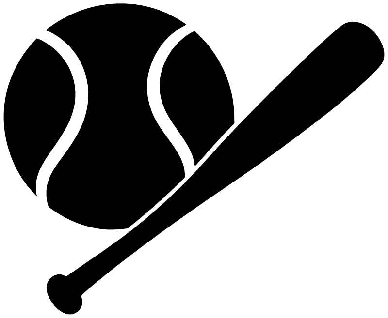 Softball bat and ball vinyl decal close-up showing black bat and ball icons