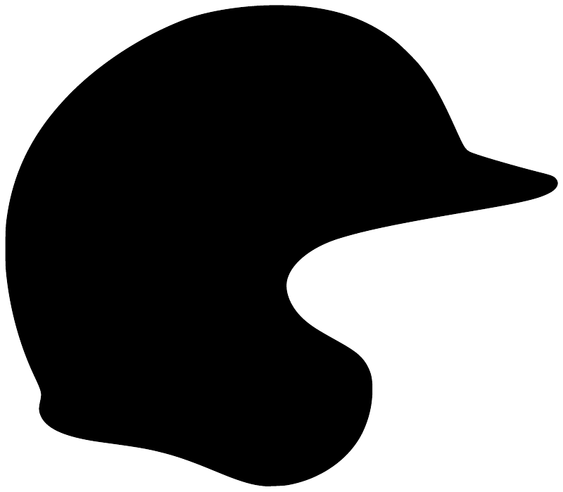 Softball batting helmet vinyl decal, black helmet silhouette with white cutout