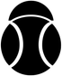 Softball vinyl decal close-up: white stitched ball icon on a black circle