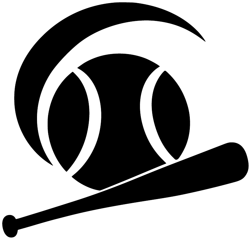 Softball vinyl decal logo in black and white, bat and ball