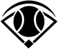 Softball diamond vinyl decal logo: black ball with white outline on white background
