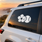 White softball and wildflower vinyl decal on car window