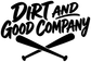 Vinyl decal graphic: Dirt and Good Company text with crossed baseball bats