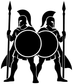 Vinyl decal pair SpartanCX003: black spartan silhouettes with round shields and tall spears