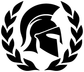 Vinyl decal design: black laurel flames around white Spartan helmet on white background