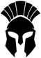 Spartan helmet crest vinyl decal, bold black helmet with white fan stripes