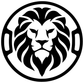 Round shield lion vinyl decal sticker, black and white lion head emblem