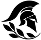 Black Spartan helmet with laurel leaves vinyl decal