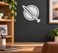 White shield and short sword vinyl decal with circular outline
